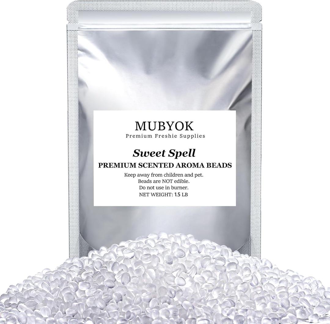 MUBYOK 1.5LB Sweet Spell Premium Scented Aroma Beads for Making Car Freshies Supplies PreScented Beads for Car Air Freshener Sachets Long-Lasing Scent