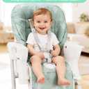 Baby High Chair Cover Replacement, Reversible & Waterproof High Chair Cushion Pad Home & Restaurant use, Includes 5-Point Harness Strap, Chair Not Included - Green