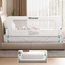 Hiravion Bed Rail for Toddlers, Baby Bed Rail Guard with U-Shape Base, Height Adjustable & Foldable Toddler Bed Rails for Full Size, Queen, King, Twin (White, 47-Inch)