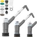 Electric Spin Scrubber,Spray with Foam Cordless Cleaning Brush, 2-Speed Shower Scrubber, Shower Cleaning Brush, Adjustable Removable Handle for Bathroom（Dark Grey）