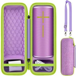 Case Compatible with Ultimate Ears Boom 4 3 Floating Speaker, Travel Carrying Storage Holder for JBL Flip 5 6 7 Bluetooth Speaker, USB Cable and Adapter (Box Only)-Lilac