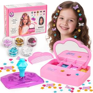 WooWee Hair Gem Stamper Kit, Sparkling Hair Jewels Styling Tool for Girls, Creative DIY Hair Art Crafts with Glitter Sequins, Birthday Party Gifts Toys for Girls Ages 312 Years Old