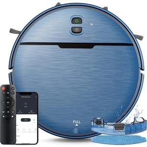 Robot Vacuum and Mop Combo, 2 in 1 Robot Vacuum Cleaner with WiFi/App, Smart Robotic Vacuums with Strong Suction, Schedule, Self-Charging, Slim, Quiet, Ideal for Hard Floor, Pet Hair, Low Pile Carpet
