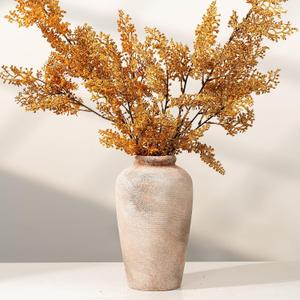 10.8 Inch Tall Vintage Ceramic Flower Vase,Rustic Farmhouse Vase for Home Decor,Distressed Decorative Terracotta Vase for Table Entryway Mantel Centerpiece Bookshelf Living Room (101-terracotta)