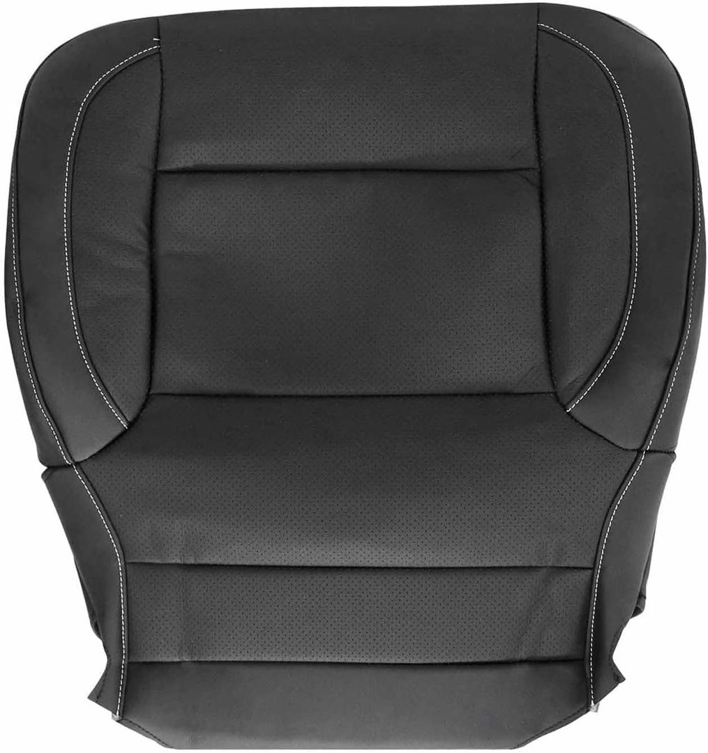 NLQR Driver or Passenger Side Bottom Replacement Perforated Leather Seat Cover Black#H2U H1Y or H3B or 4AA Compatible with Chevy Silverado Sierra Tahoe Suburban 2014 2015 2016 2017 2018 2019