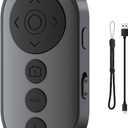 Wireless Camera Remote with Zoom/Camera Switch for Photo and Vlogging Compatible with iOS & Android Smartphone, Bluetooth Video Scrolling for Tiktok, Rechargeable Page Turner for E-Book APPS (Black)