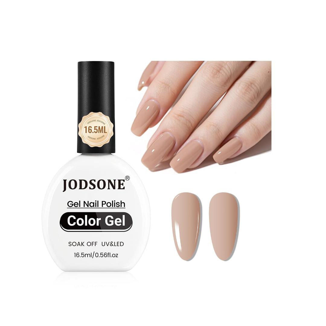 JODSONE 16.5ml Flesh Color Gel Polish U V Soak Off Nail Lacquer for Professional Manicures at Home Light Nude Nail Color for French Natural Nail Art Designs