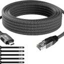 USB C to Ethernet Cable 10FT, Type C to RJ45 Cord, Gigabit Directly Connected, Thunderbolt 3/4 Compatible, for MacBook Pro/Air, iPad Pro, XPS, iPhone 17/16/15 Series, Galaxy S25, Laptop, Tablet, etc