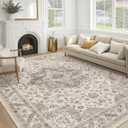 Vintage Living Room Area Rug 9x12 - Large Soft Washable Oriental Traditional Distressed Farmhouse Rugs for Bedroom - Indoor Floor Accent Carpet for Home Office House Decor - Light Brown