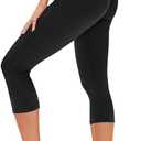 TNNZEET Capri Leggings for Women - Tummy Control High Waisted Soft Yoga Pants for Gym Workout, No Pocket, XX-Large, A-black
