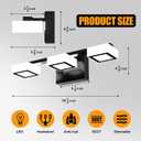 LED Modern Bathroom Light Fixtures, 3-Light Dimmable Vanity Lights with 5 Color Modes, Matte Black Acrylic Bathroom Wall Lighting Fixtures Over Mirror, 2700K- 6500K Adjustable, 18 Inch, ETL Listed