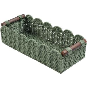 Toilet Paper Storage Basket Bathroom Counter Organizer Wicker Baskets for Organizing Cute Basket for Apartment Bedroom Nursery Room Kitchen Bathroom Decor-Green