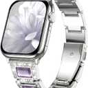 Dressy Silver iWatch Bands for Women - Compatible with Apple Watch Series 10-1/SE/Ultra, Fits 38mm 40mm 41mm 42mm 44mm 46mm - Luxury Designer Bracelet, Bling Jewelry Strap