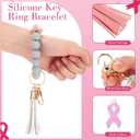 Sureio Breast Cancer Awareness Party Favors for Women Beaded Bracelet Pink Ribbon for Charity Fundraiser Inspirational Gifts (Multicolor)