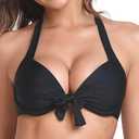 ELLECIGA Women's Push Up Bikini Top Knot Front Underwire Swimwear, L