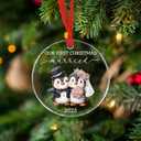 3 x Our First Christmas Married Ornament 2025, Cute Penguin Couple Married 3.54" Acrylic Ornament, First Christmas As Mr and Mrs, Newlywed Gifts for Couples - Bridal Shower, Just Married, Wedding Gifts