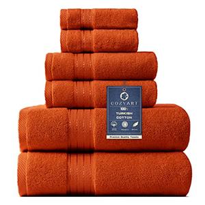 COZYART Burnt Orange Bath Towel Set for Bathroom Turkish Cotton Thick Soft Absorbent Durable 650 GSM Towel Sets of 6, 2 Large Bath Towels, 2 Hand Towels, 2 Washclothes