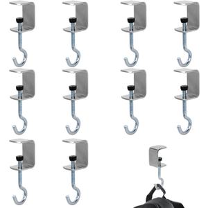 XIHIRCD 10pcs Desk Bag Hooks, Portable Purse Hook for Table Adjustable Handbag Hanger for Desk Heavy Duty Clamp-on Desktop Table Hooks for Hanging Bags, Backpack, Headphone Storage