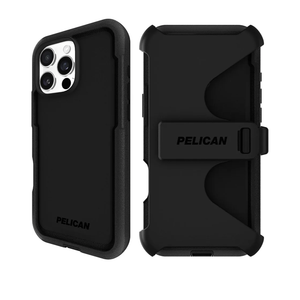 Pelican Voyager iPhone 16 Pro Max Case [Compatible with MagSafe] Rugged Phone Case w/ 18ft Military-Grade Drop Protection - Heavy Duty Phone Cover w/Belt Clip Holster for iPhone 16 Pro Max - Black