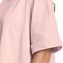 Womens Oversized T Shirts Crewneck Rolled Short Sleeve Tops Summer Casual Basic Workout Tee Shirts (Pink, L)