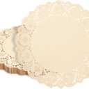 Juvale Paper Placemats - 12-Inch Round, Brown, 250 Count - Disposable Placemats & Lace Doilies - Paper Chargers for Dinner Plates - Tea Party Decorations & Wedding Table Decor
