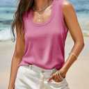 Saodimallsu Women's Ribbed Knit Sweater Vest (Pink)