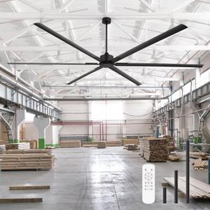 120 Inch Ceiling Fan No Lights Extra Large HVLS 10ft Industrial Black Ceiling Fan without Light for High Ceiling Ultra-Quiet DC Motor 6 Aluminum Blades for Commercial Use Garage Warehouse Gym
