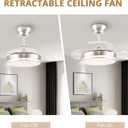 STERREN 30" Retractable Ceiling Fans with Lights, Dimmable LED Ceiling Fan Remote Control, Modern Small Fan Light for Bedroom Living Room Dinning Room Kitchen, 3000K-6500K, 6 Speed (Brushed Nickel)