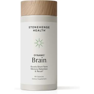 Stonehenge Health Dynamic Brain BacoMind Bacopa Nootropic Formula Memory, Recall & Retention, Phosphatidylserine, Huperzine A, DHA & Choline 40 Brain-Boosting Ingredients Non-GMO, 60 Caps, BBD: 06/2028