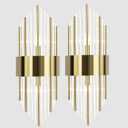 Modern Gold Wall Sconces Set of Two Crystal Sconces Wall Lighting 2-Light Brass Glass Wall Light Fixtures for Bedroom Living Room Bathroom Vanity Mirror Light Fixtures
