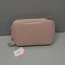 Travel Makeup Bag Women's Large Capacity Cosmetic Portable Organizer Large Opening Waterproof Storage Toiletry Bags Vertical Free-Standing Brush Holder for Easy Access Pink