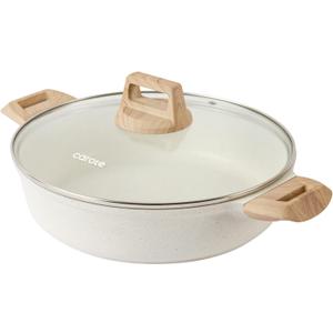 CAROTE Nonstick Stock Pot with Lid Soup Pot, 4 Quart with Lid, Casserole Super Easy to Clean Non Stick Cooking Pot Cookware PFOA Free, White Granite