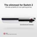 MeloSync Slim Carrying Case for Switch 2 Model 2025, Odorless & Scratch-Resistant Protective with 12 Game Card Slots, 2 Free Screen Protectors, Portable Travel Storage Case white