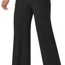 Wide Leg Pants Women Stretch High Waist Comfy Yoga Pants for Dress Work Casual with Pockets (Medium, Black)