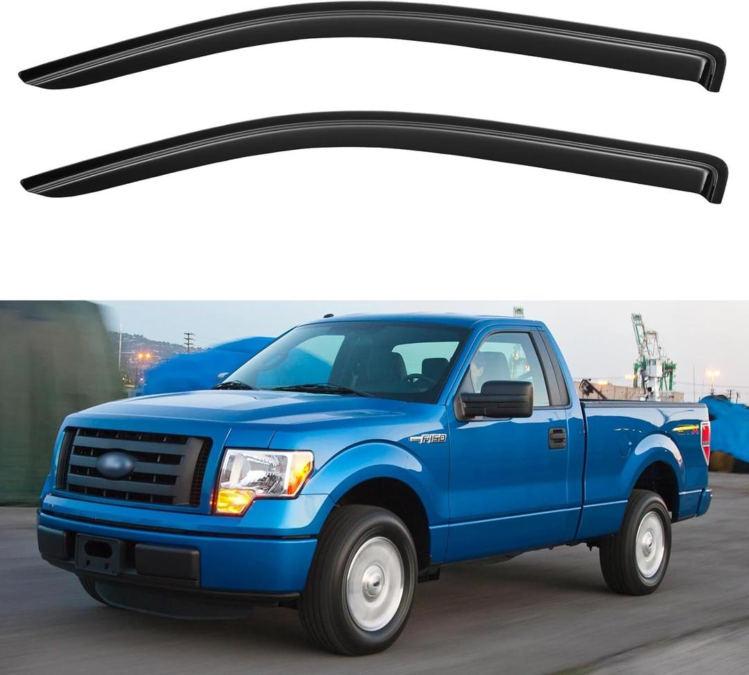 Window Visors Rain Guards for 2004-2014 Ford F150 SuperCab, Out-Channel Window Vent Wind Deflectors Visors Shades for 09-14 F-150 Standard/SuperCrew Cab (for 2 Front Doors Only)