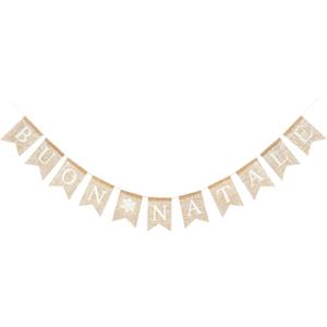 Buon Natale Banner Italian Christmas Banner Garland Burlap Italian Christmas Decorations for Xmas Holiday Party Wall Decoration