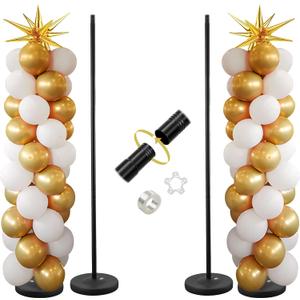 Balloon Stand - Set of 2, 56 Inch Height Adjustable Splicing Metal Pole Balloon Column Arch Stand Kits with Base for Floor,Centerpieces Balloon Tower Pillar for Birthday Party,Baby Shower,Christmas