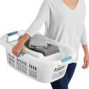 Rubbermaid Large Hip-Hugger Laundry Basket/Hamper, 1.5-Bushel, White, Stackable Storage Bin/Organizer for Bathroom/Bedroom/Dorm/Home
