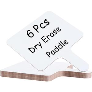 6 Pcs Dry Erase Answer Paddle 7 x 9 Inch Handheld Wooden White Board Double Sided Dry Erase Small Whiteboards for Students Classroom Games Party Auction Paddles for Bidding Meeting Voting(6)