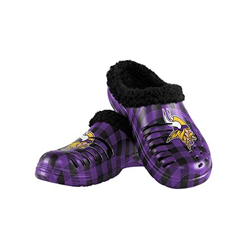 FOCO Minnesota Vikings NFL Mens Sherpa Lined Buffalo Check Clog - M
