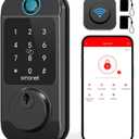Smart Locks WiFi Deadbolt: SMONET Fingerprint Front Door Lock Keyless Entry with Keypad Electronic Digital Deadbolt Alexa Gateway Remote Control, Bluetooth APP KeyFob Code Auto-Lock for Home, Black