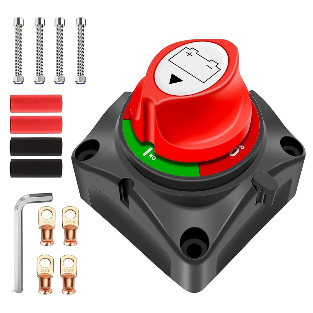 Battery Disconnect Switch 12V-48V DC 275A Battery Power Master Isolator Shut Off Switch for Marine Boat Car Truck Camper RV Trailer