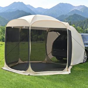 Alvantor 5 Person Pop Up SUV Tent,2 in 1 Car Tent & Camping Tent,Mosquito Screen Multi-functiona for Car SUV Van Camping,Includes Heavy Duty Tarp & Storage Bag,Quick Setup,8.6'L X8.6'W X6.7'H, 8.5'x8.5'x6.6'H