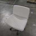 NEO Chair Criss Cross Chair with Wheels Armless Cross Legged Office Desk Wide Comfy Vanity Makeup Chair Adjustable Swivel Rolling Computer for Home Office Fabric (Beige)