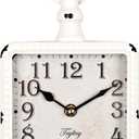 Retro Rectangle Small Wall Clock, Battery Operated Silent White Vintage Decor Wall Clocks, Antique Old Design Style, for Farmhouse,Kitchen,Bedroom,Bathroom White Rectangle