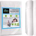 Maya Bedding Standard Size Pillowcase Set – Bright White, 400 Thread Count, 100% Cotton Sateen – Soft, Cooling & Breathable – Set of 2 Envelope Closure Pillow Covers