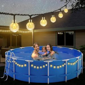55 Ft Solar Pool String Lights for Above Ground Pools 100 LEDs Outdoor Waterproof Pool Trampoline Globe Lights for Frame Pool Decor 8 Lighting Modes Pool Accessories for 10-12 Ft Swimming Pools 55 Ft Solar Pool String Lights for Above Ground Pools 100 LEDs Outdoor Waterproof Pool Trampoline Globe Lights for Frame Pool Decor 8 Lighting Modes Pool Accessories for 10-12 Ft Swimming Pools