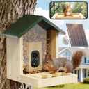 Wooden Squirrel Feeder with Camera, Smart Squirrel Feeder Solar-Powered, Squirrel Houses for Outside, 2K HD+ Video, Cloud Storage, Large Capacity, Ideal for Squirrel Lovers