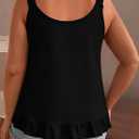 Eytino Women's Plus Size Tank Tops Summer Casual Scoop Neck Pleated Front Loose Flowy Sleeveless Cami Shirts (Black, XXL)