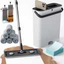 Compact Floor Mop and Bucket - Flat Mop and Bucket with Wringer Set Hands Free | Wet Dry Mop for Apartment, Tiny Home, RV, Windows, Wall, Hardwood, Vinyl, Floor with 6 Microfiber Cloths